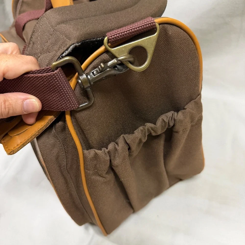 Vintage LL Bean Weekender Carry On Duffle Bag Brown Canvas Leather Travel